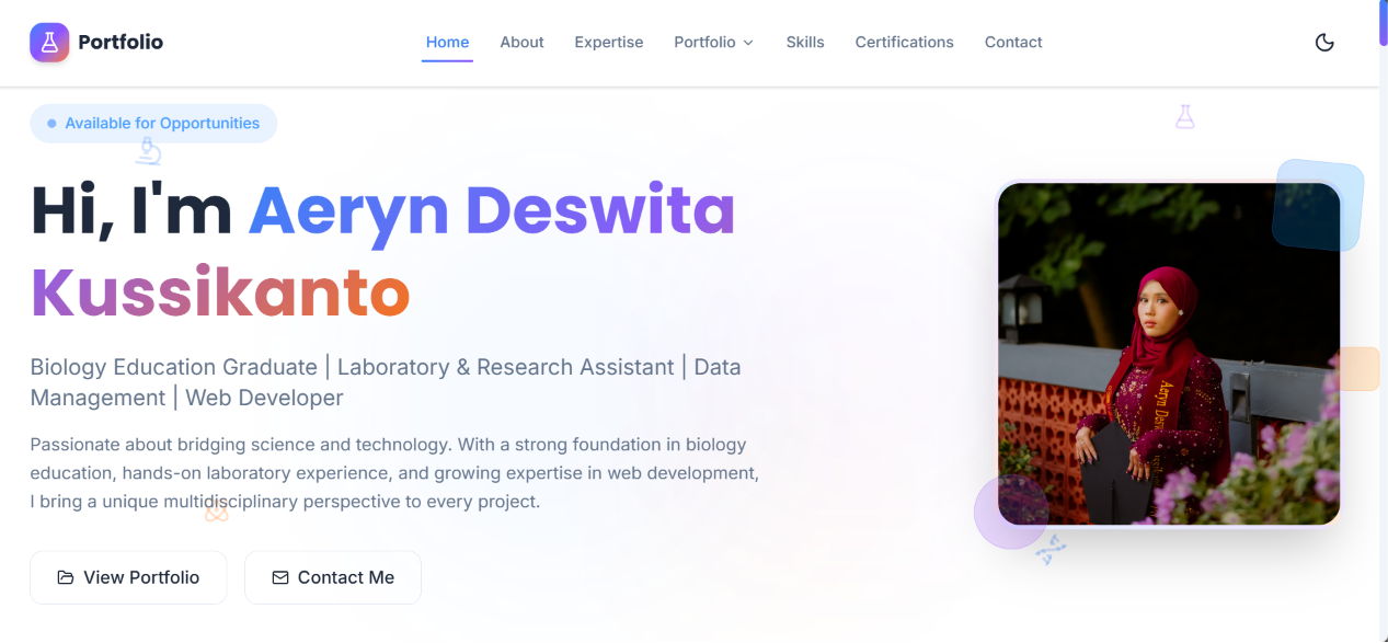 Hero section with animated gradient background